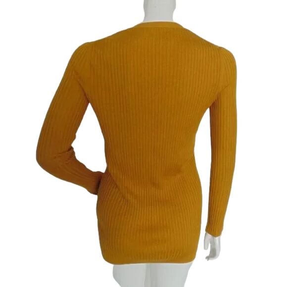 VERA WANG Lavender Label Sweater, S, Mustard yellow, Silk & Cashmere, Ribbed - Picture 4 of 15
